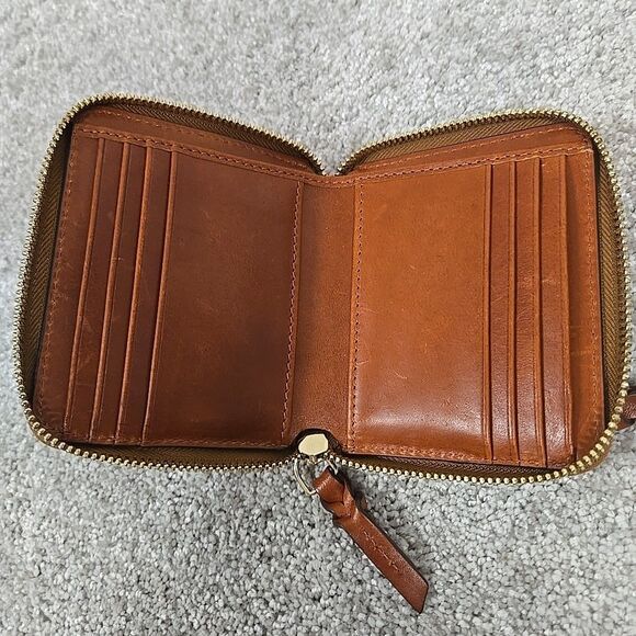 Dooney & Bourke Pebble Grain Leather Zip Around Card Holder Wallet Clementine - Picture 5 of 6